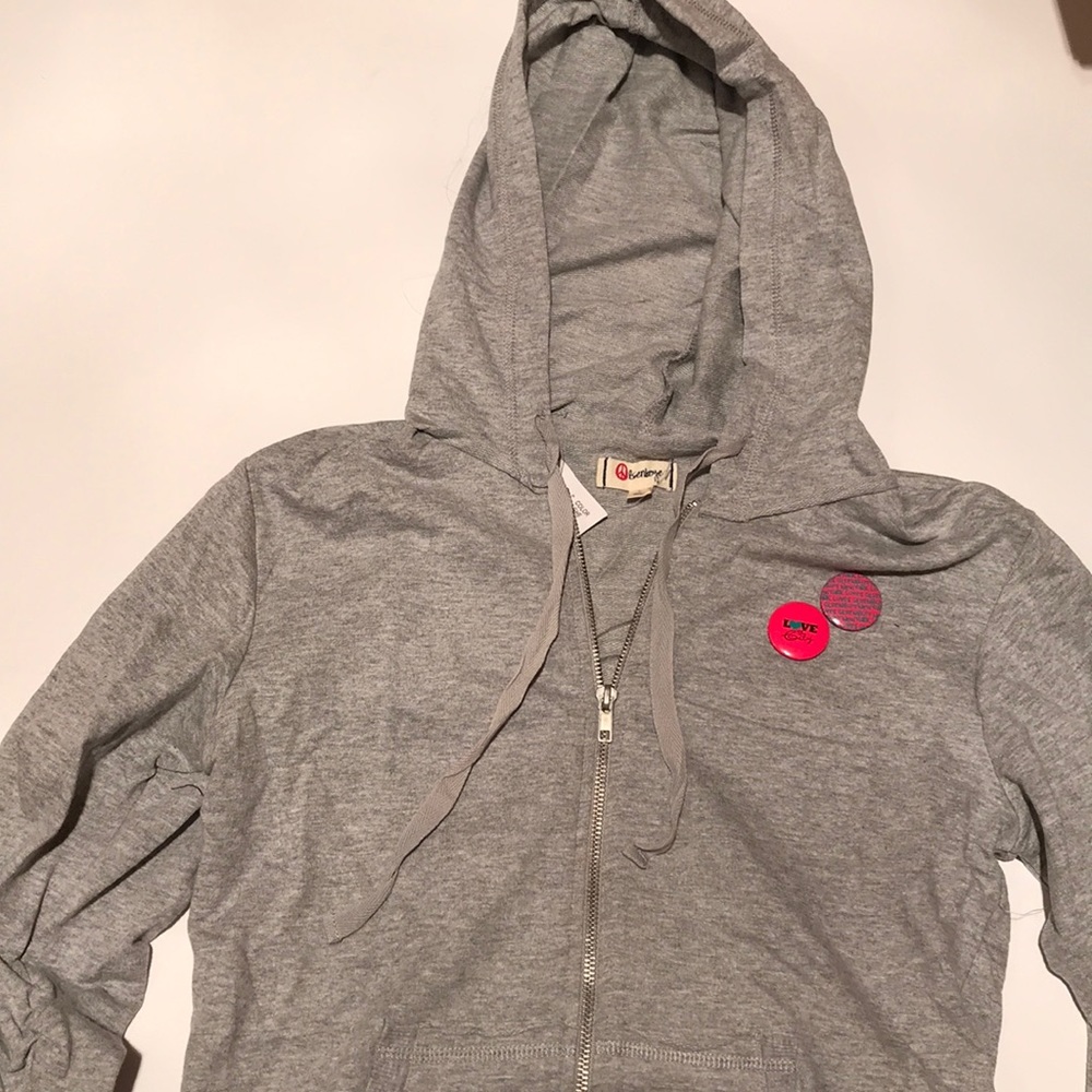 NWT lsenboyle bling peace sign hoodie L buttons - Picture 4 of 8
